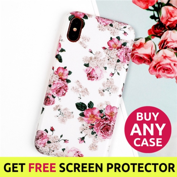 GoByte Accessories - ⚠️Clearance NEW iPhone XR/XS/X Pink Flower Case